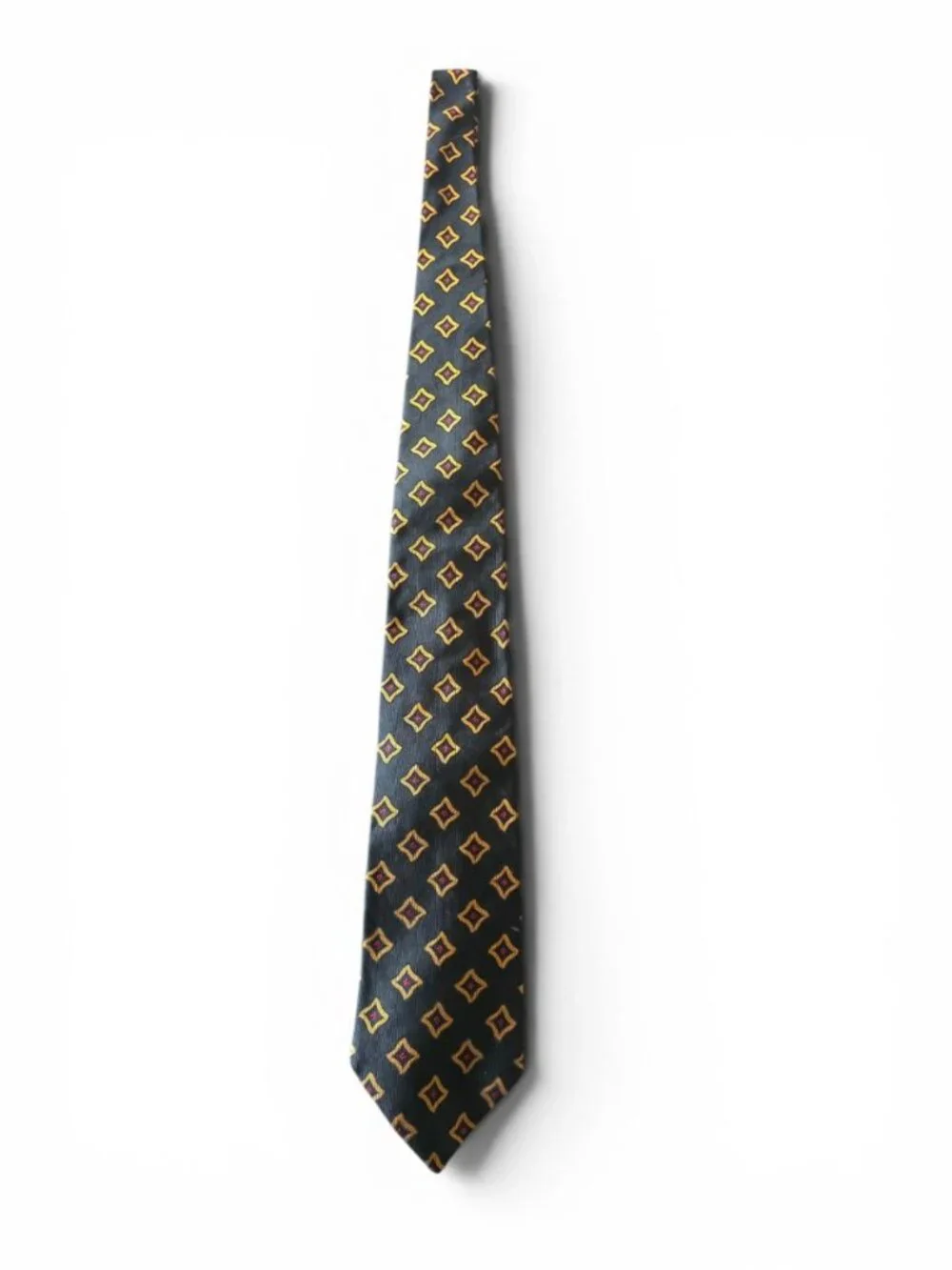 Paul Fredrick 100% Silk Tie USA Made Black Gold Red Geometric Necktie
